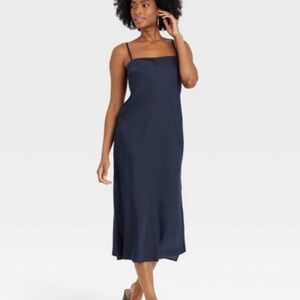 A new day satin slip square neck midi dress